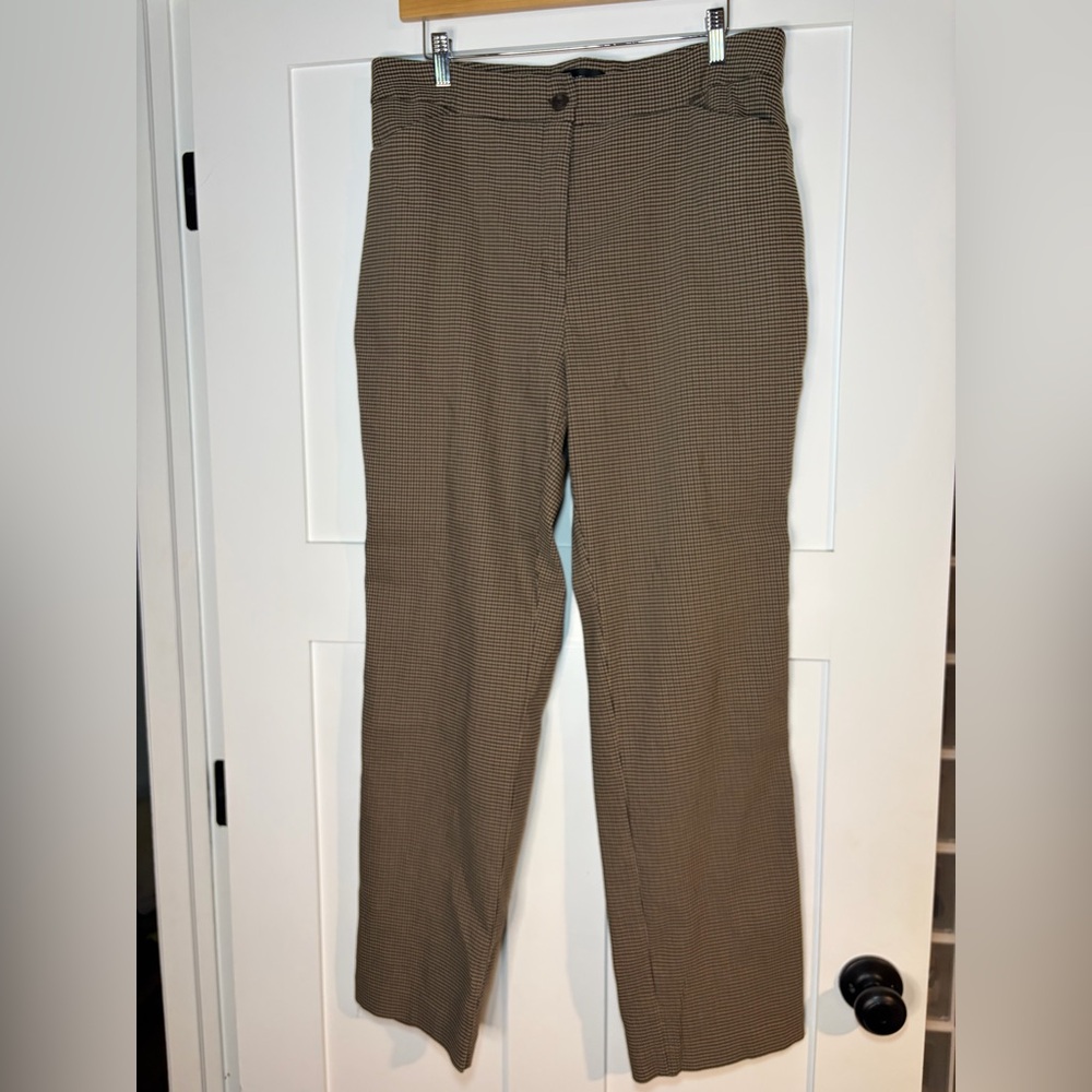 Rafaella Womens Brown Houndstooth Straight Leg Dress Pants Size 16 RF158377